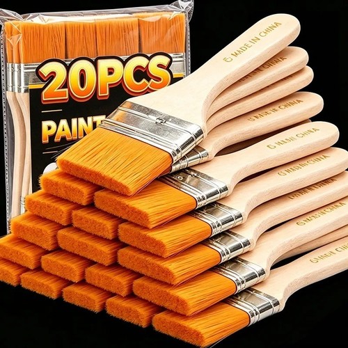 Wooden handle flat paint - handle, brush